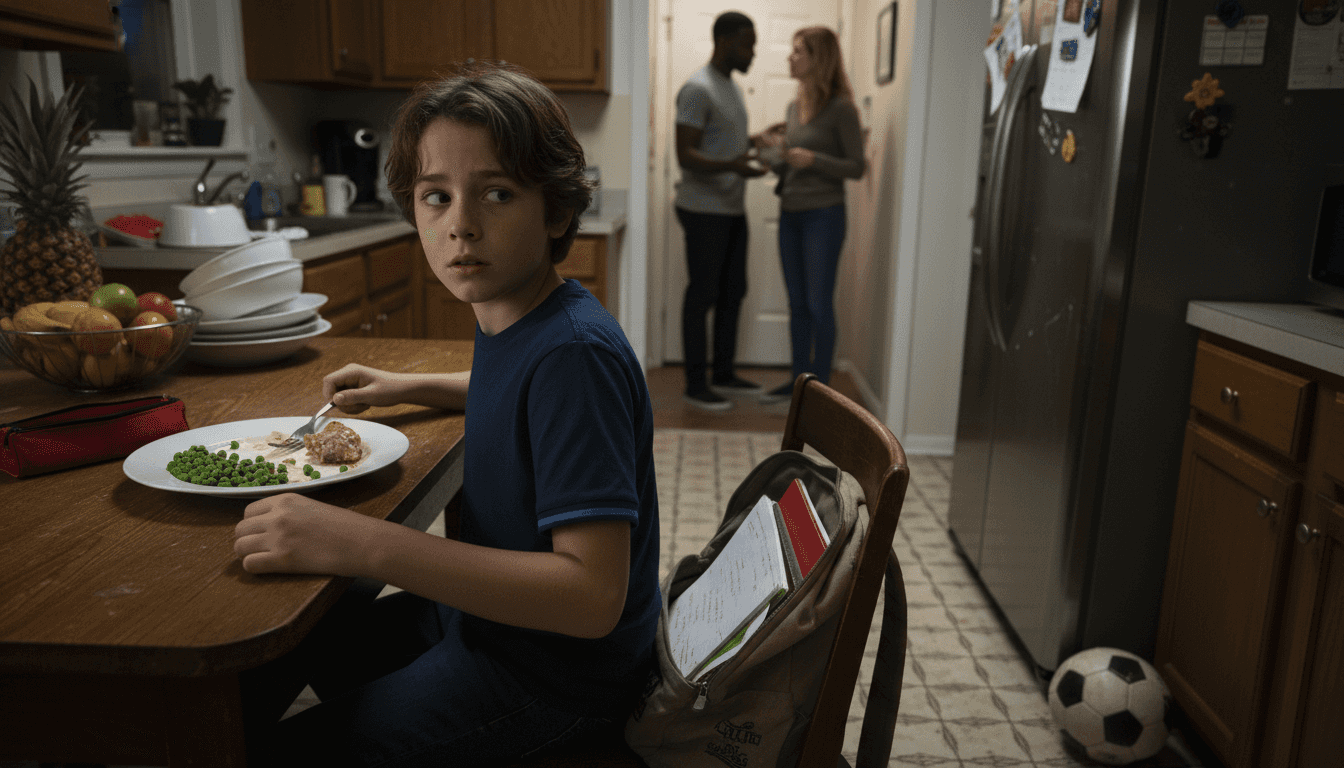 Worried child sensing parental tension