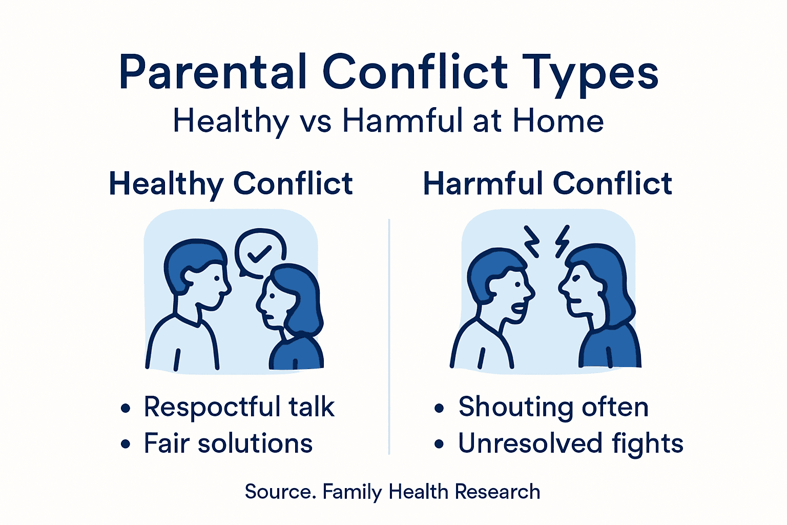 Infographic comparing healthy and harmful conflict