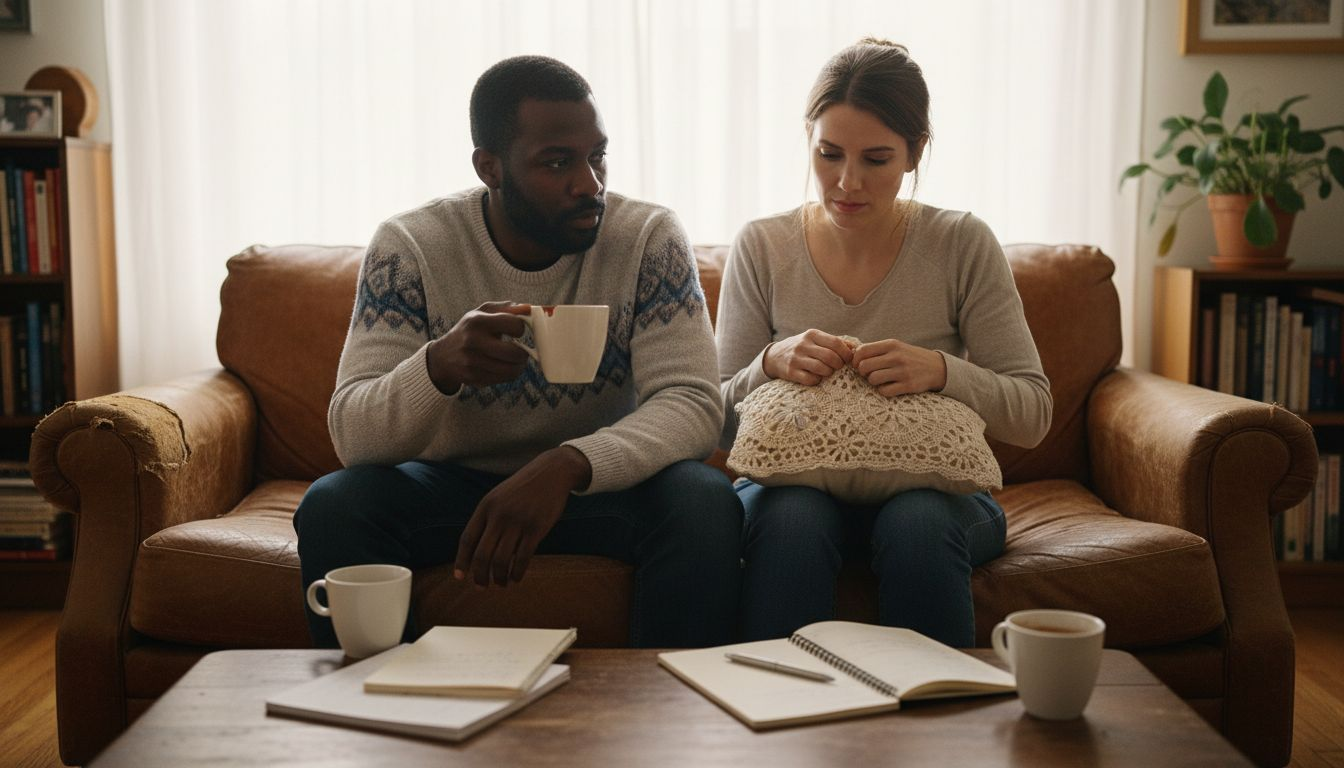 Couple having serious discussion at home