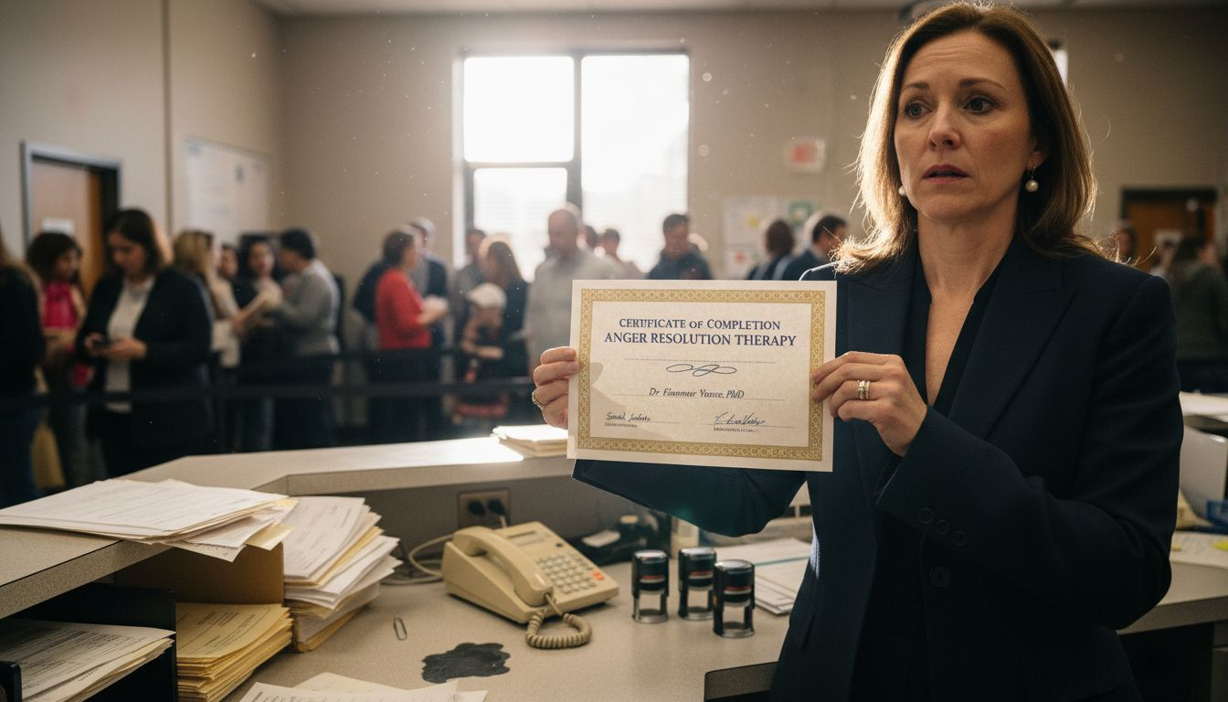 Official reviewing anger management certificate