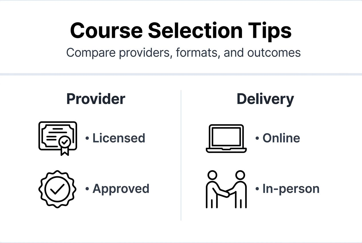 Infographic comparing anger course options