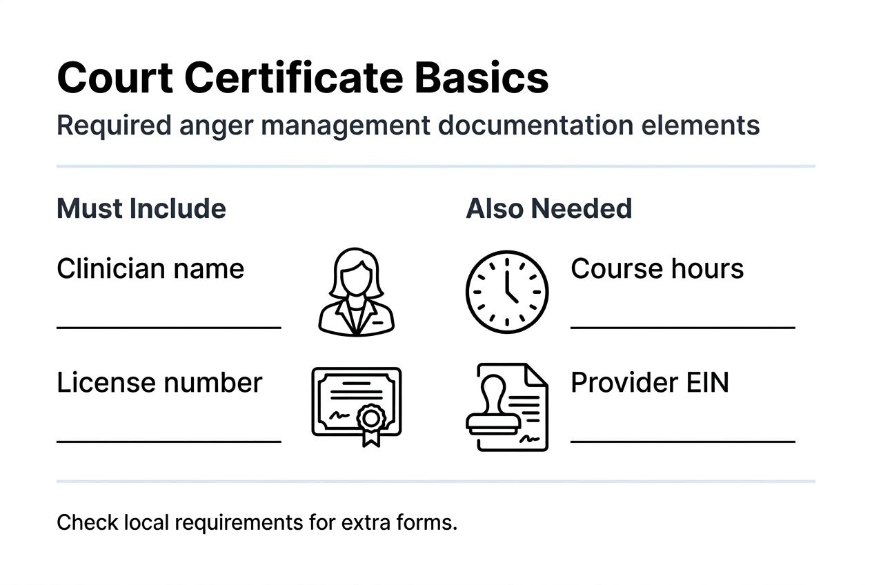 Infographic listing court certificate documentation basics