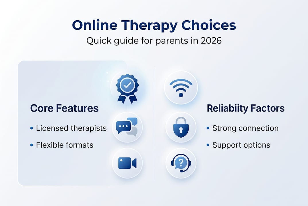 Infographic comparing online teen therapy platforms