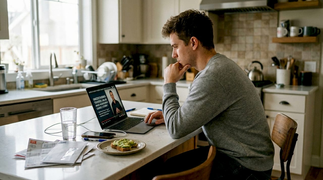 Person completing anger management course online