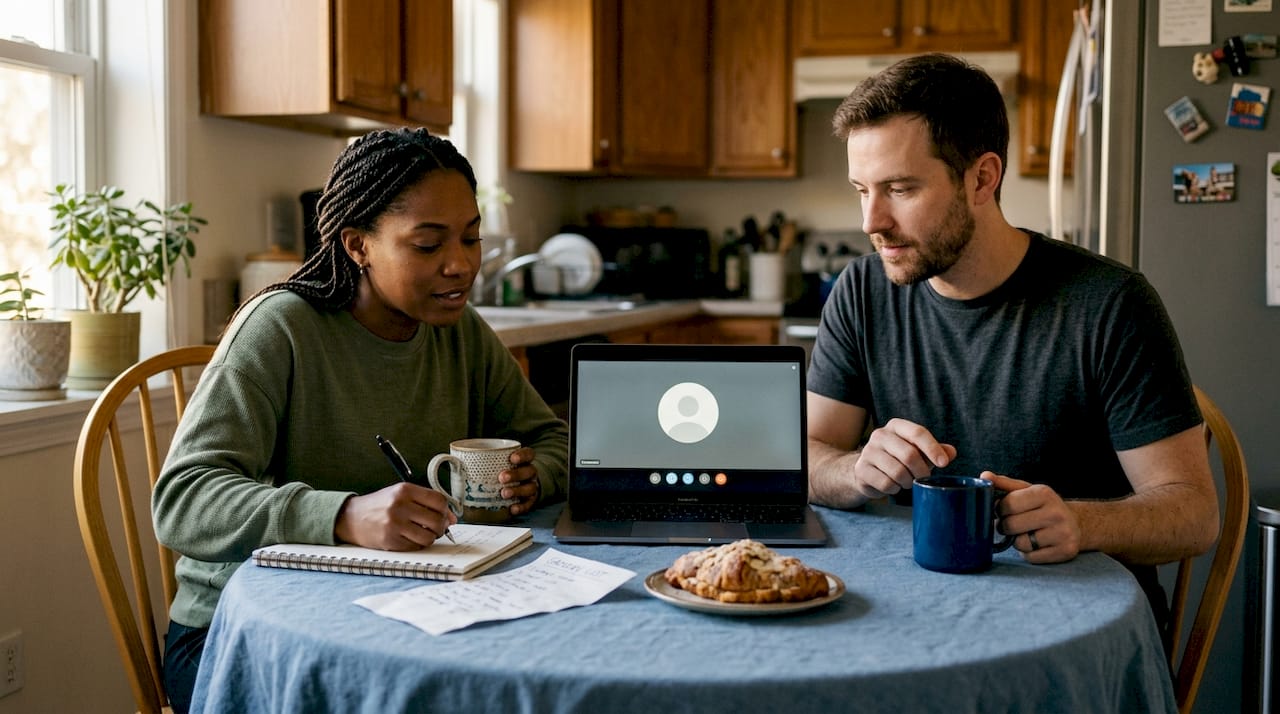 Couple taking online conflict management session