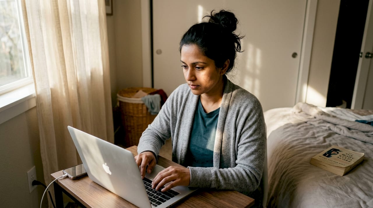 Woman in virtual anger management support group