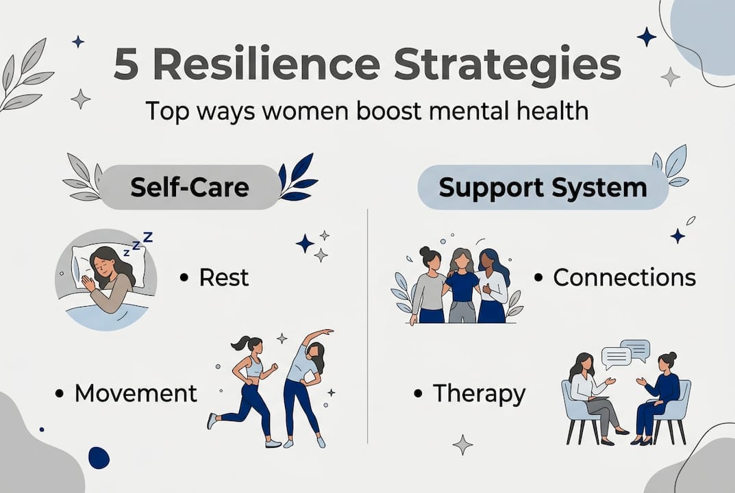 Infographic of resilience strategies for women