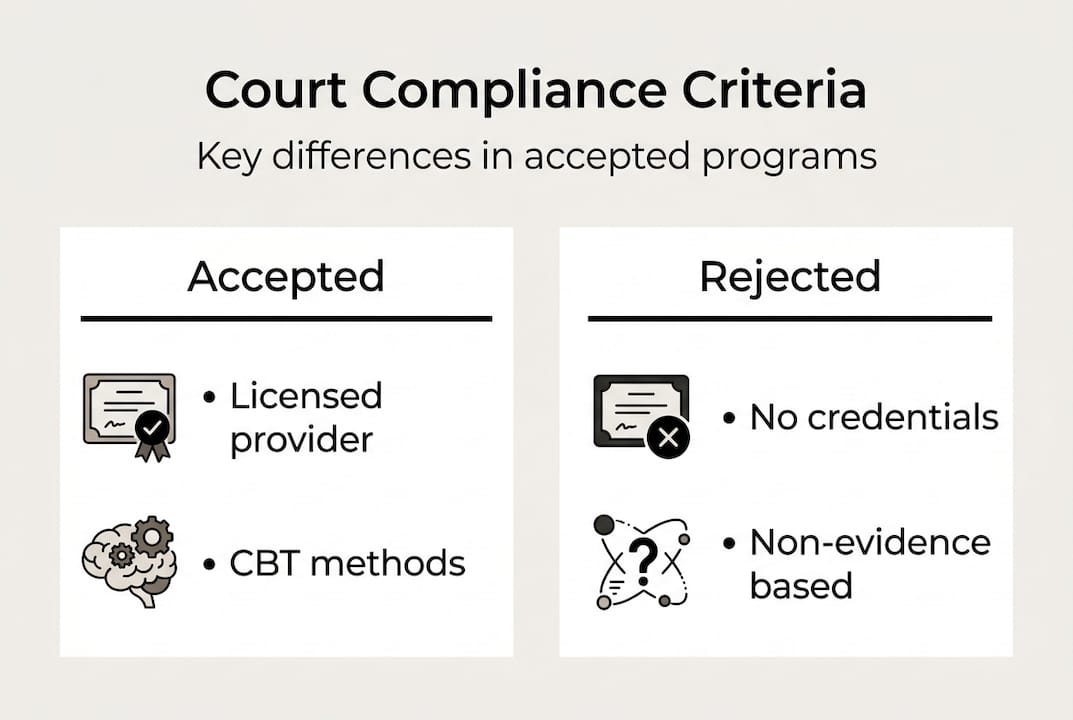 Infographic comparing court accepted versus rejected programs