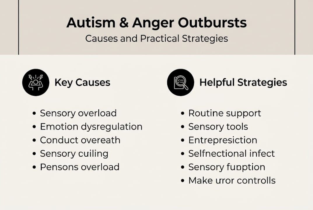 Infographic on autism anger outbursts causes strategies