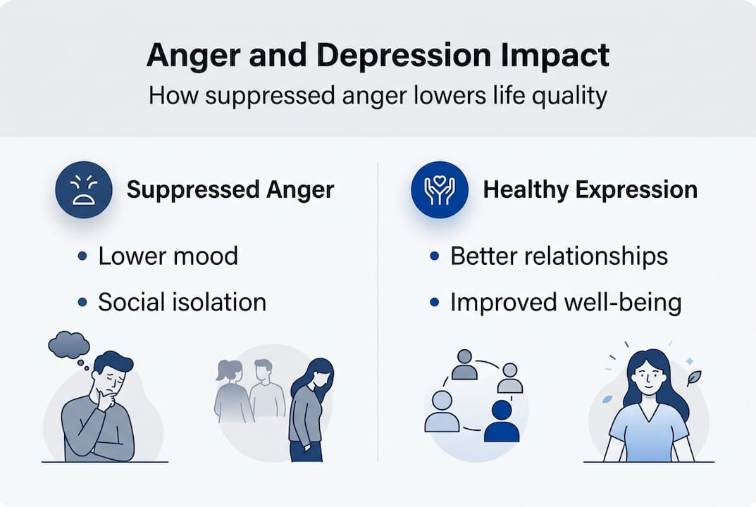 Infographic on anger suppression and life quality