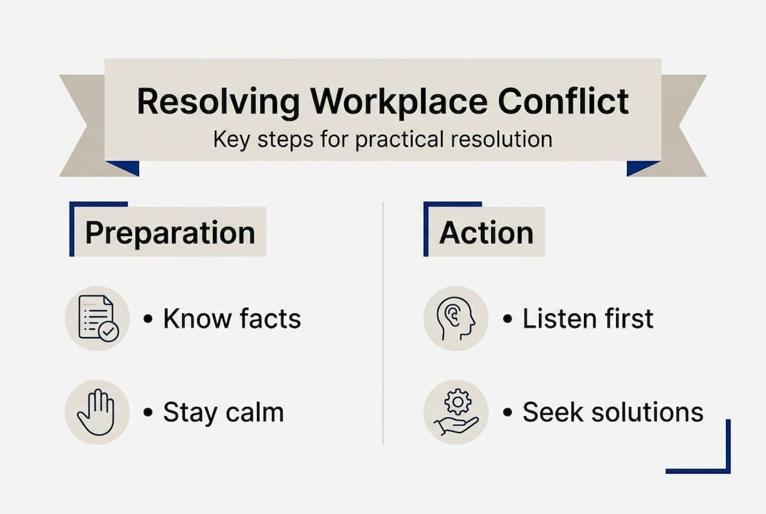 Infographic steps for workplace conflict resolution