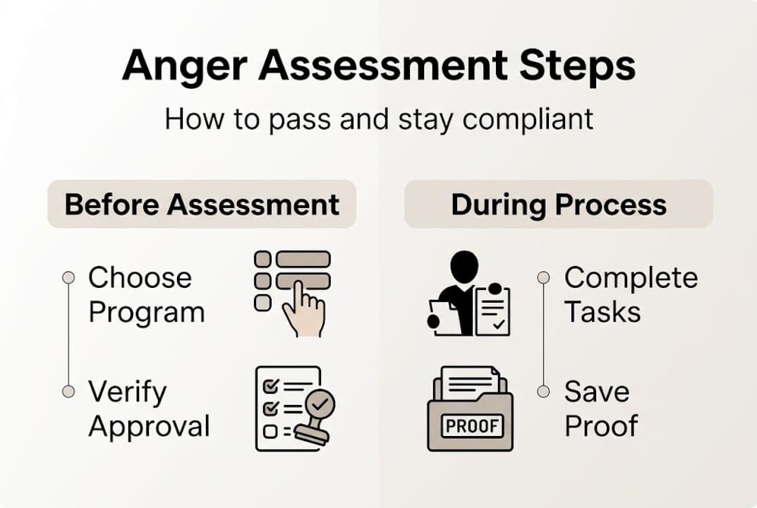 Infographic overview on anger assessment compliance process