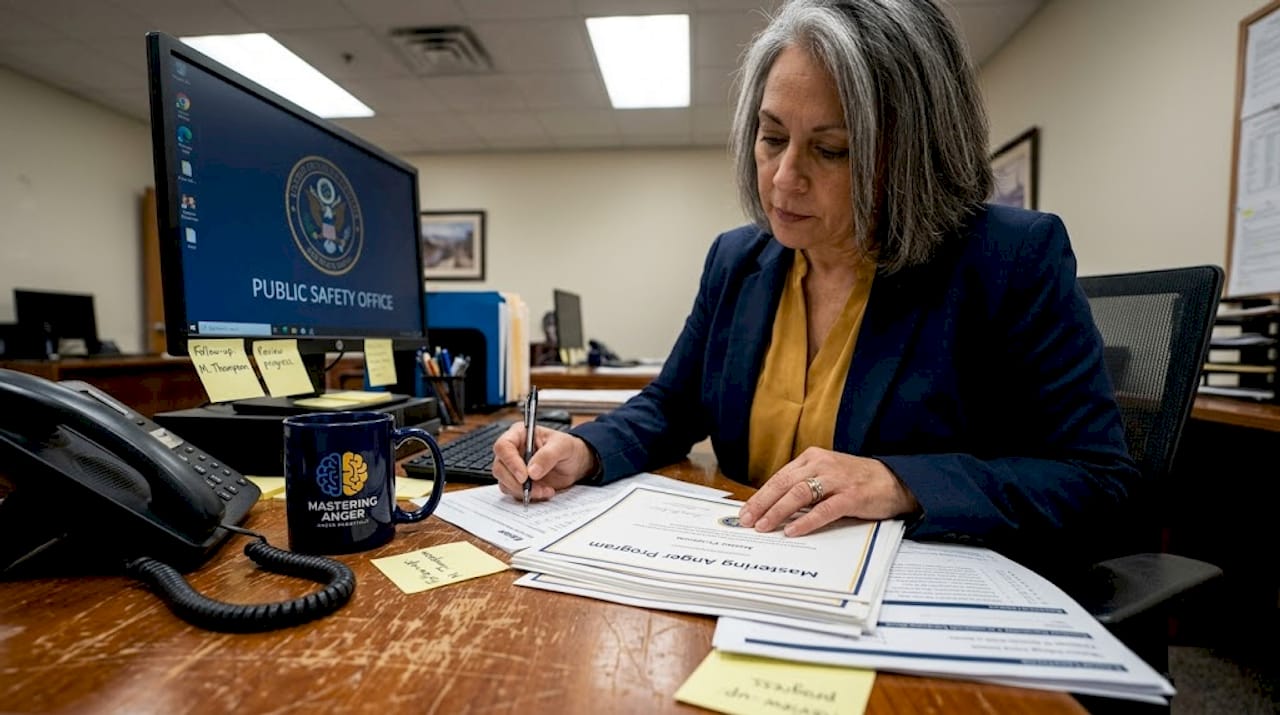 Probation officer reviews program certificates for compliance