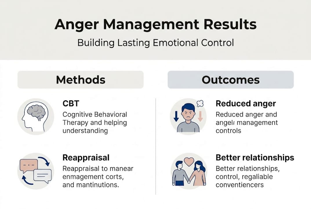 Infographic with anger management results and methods
