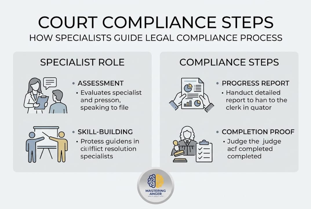 Infographic showing key court compliance steps