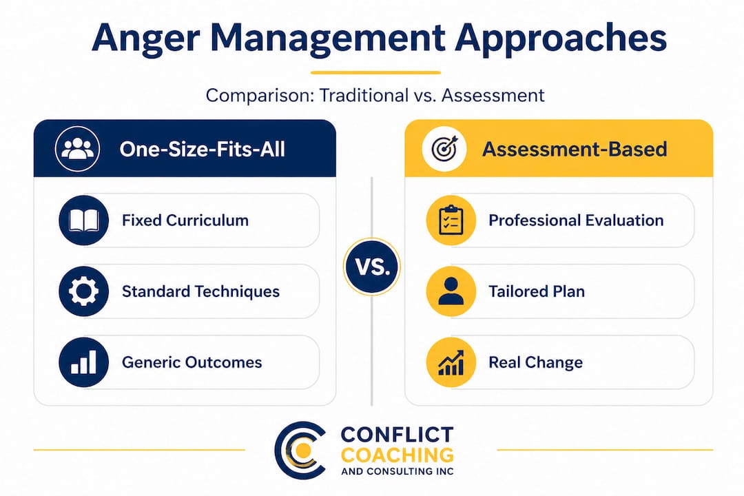 Infographic comparing anger management program types