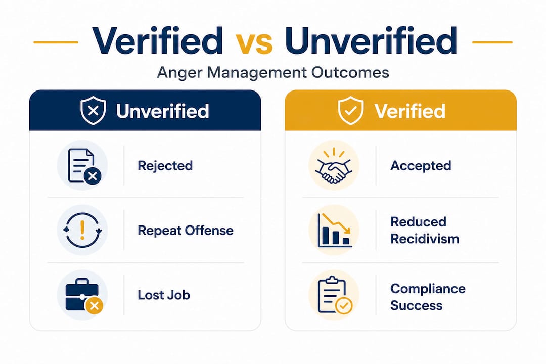 Infographic comparing verified and unverified program outcomes