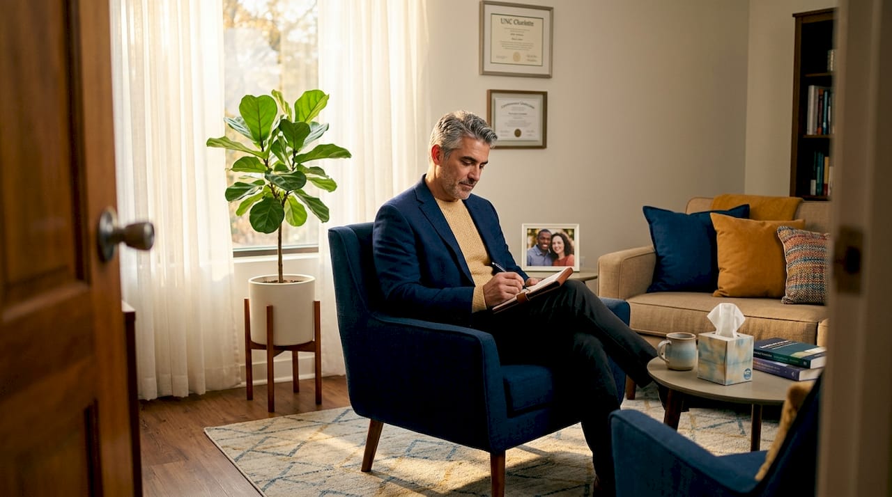 Therapy office with welcoming atmosphere
