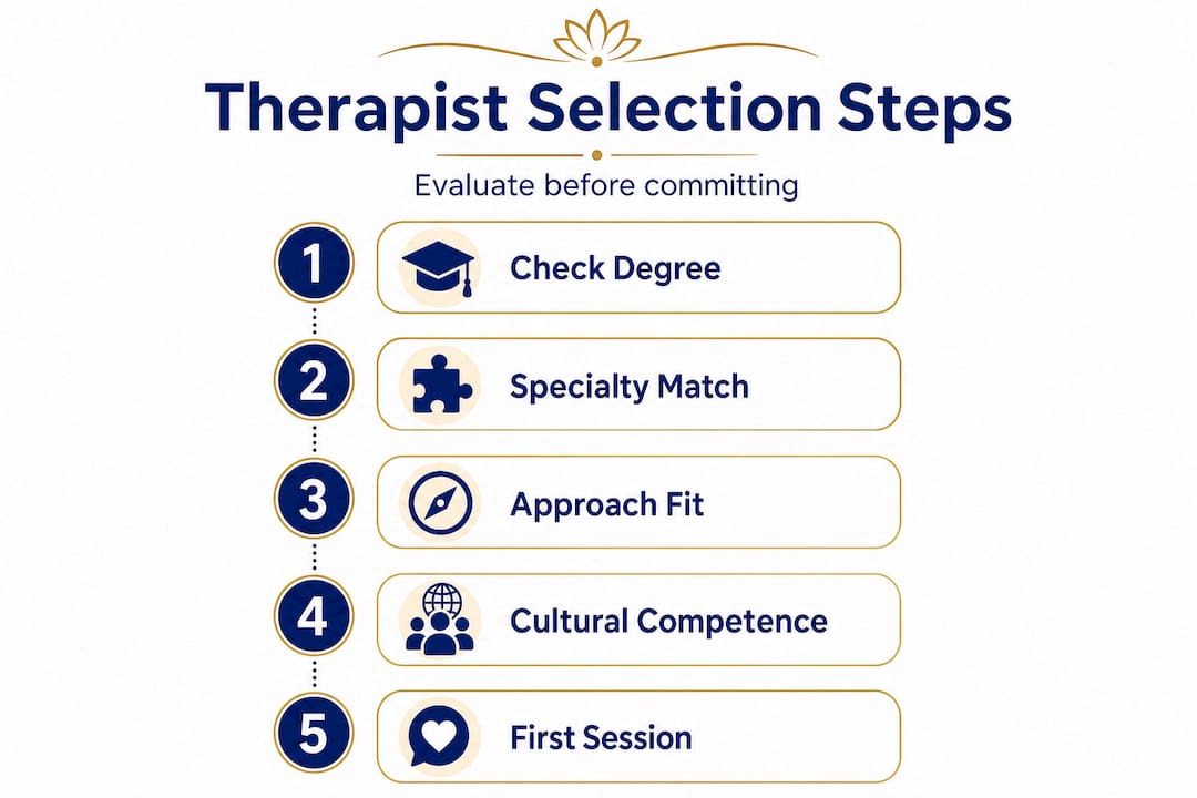 Infographic on therapist selection process steps