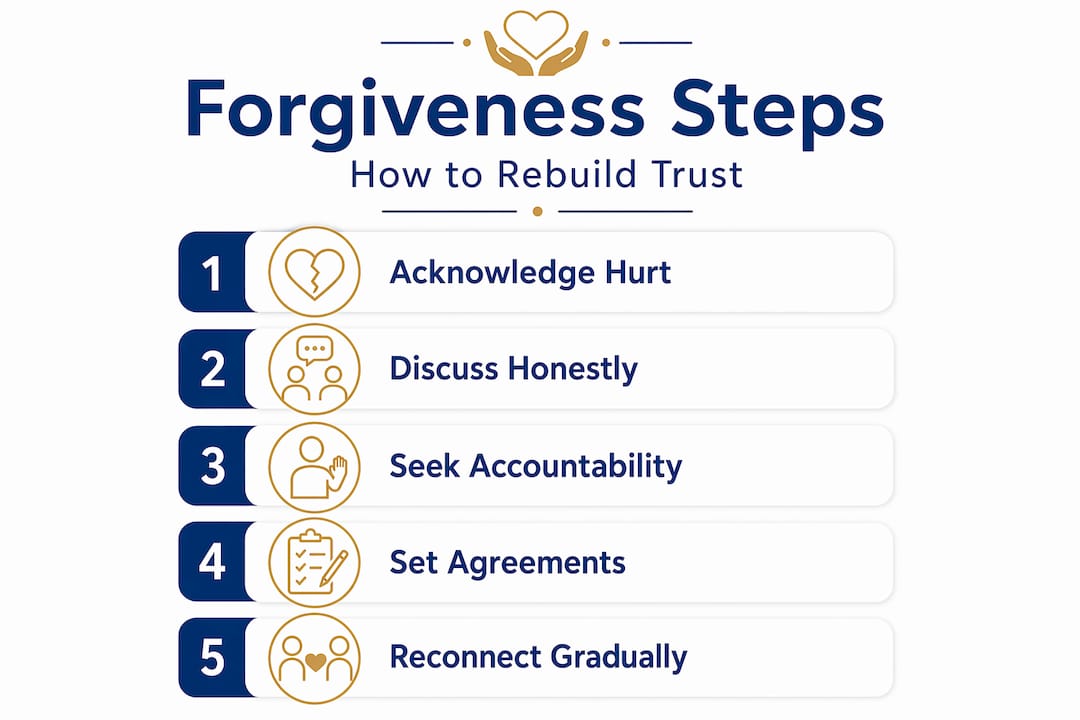 Infographic five steps to forgiveness and trust
