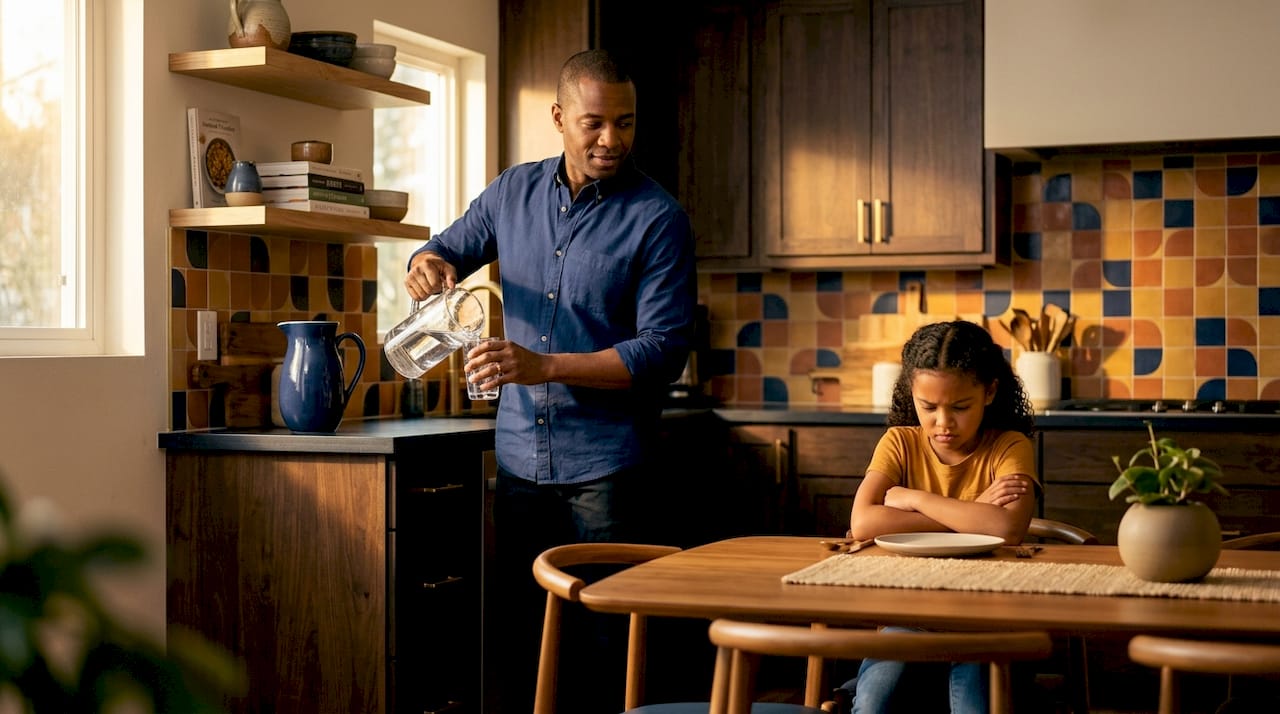 Father models calm during child’s anger
