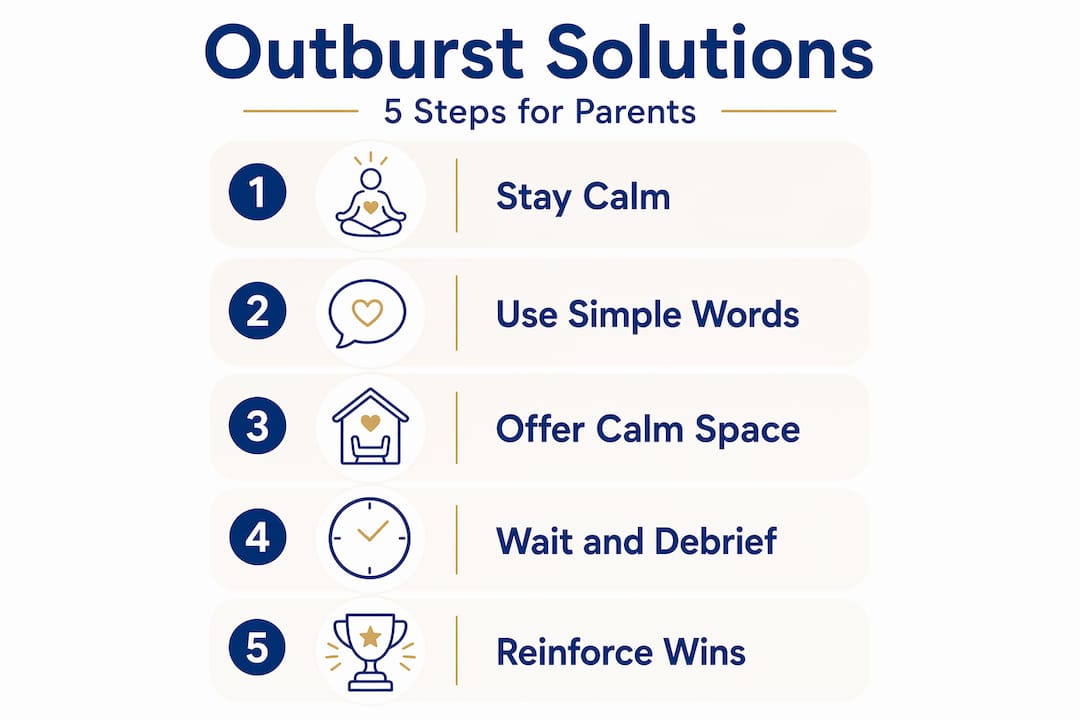 Infographic on anger outburst steps for parents