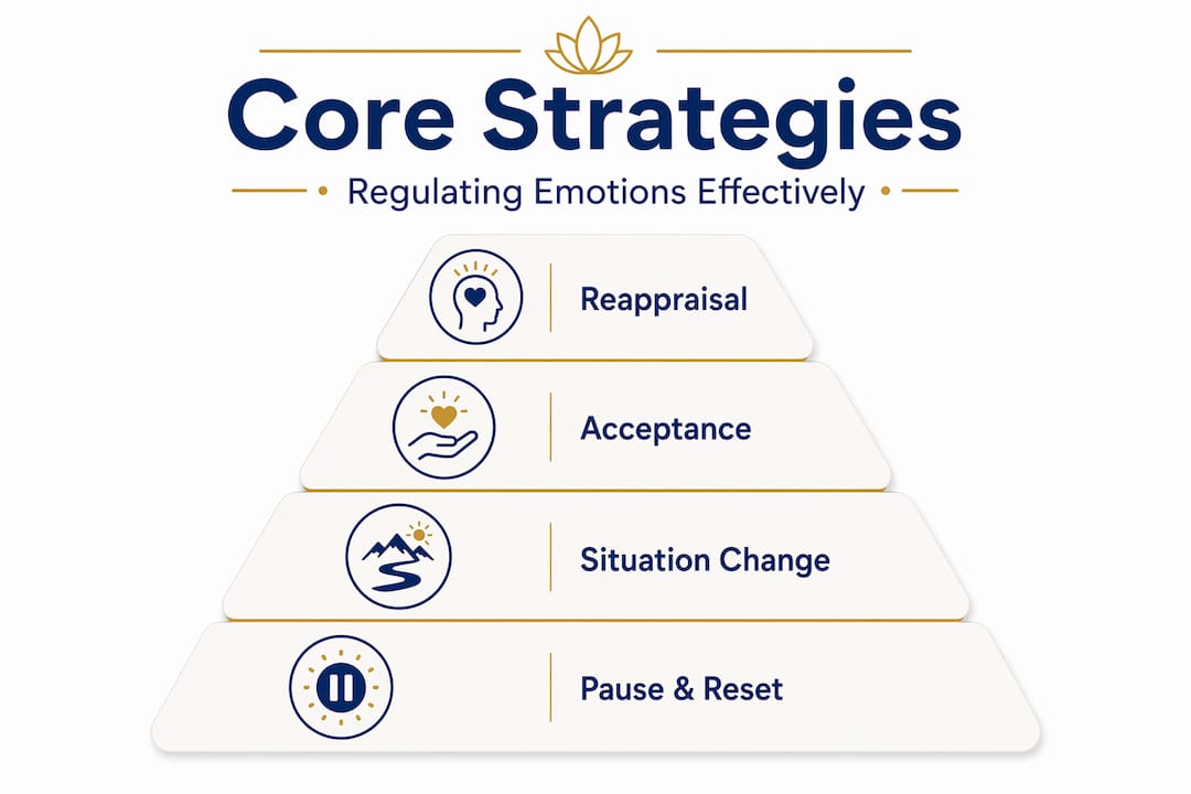 Hierarchy infographic of emotional regulation strategies