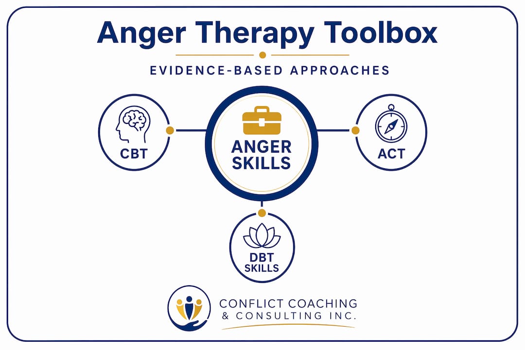 Infographic showing hierarchy of anger therapies