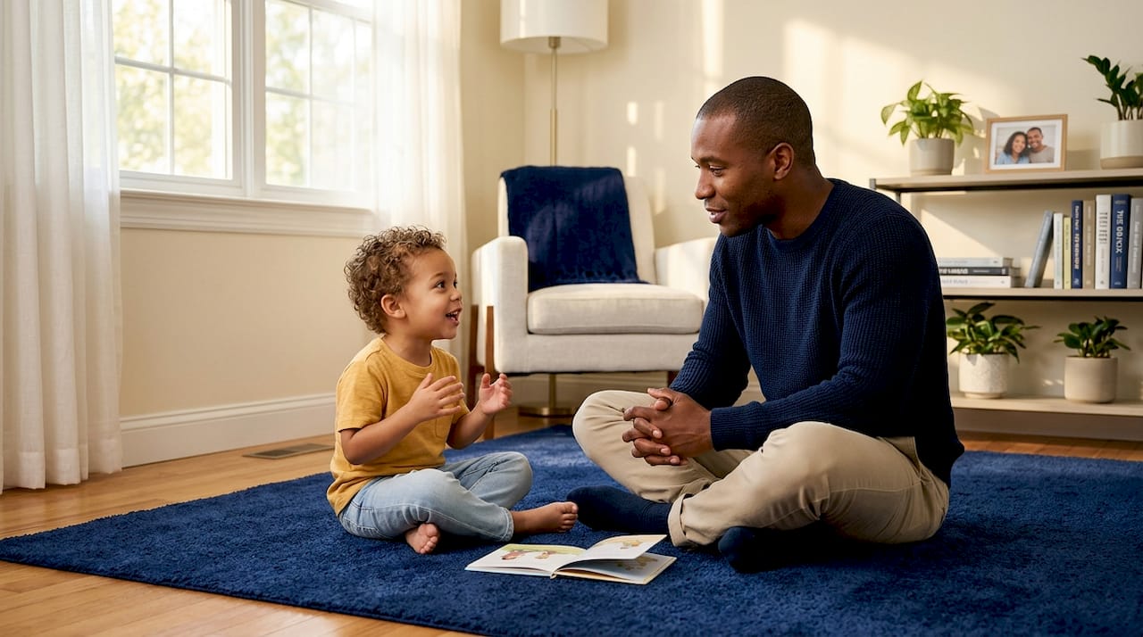 Parent practicing communication skills with child