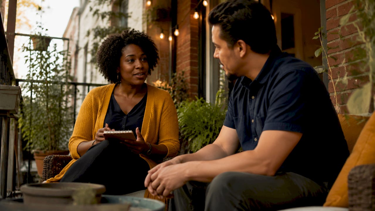 Couple engaged in trust-building conversation