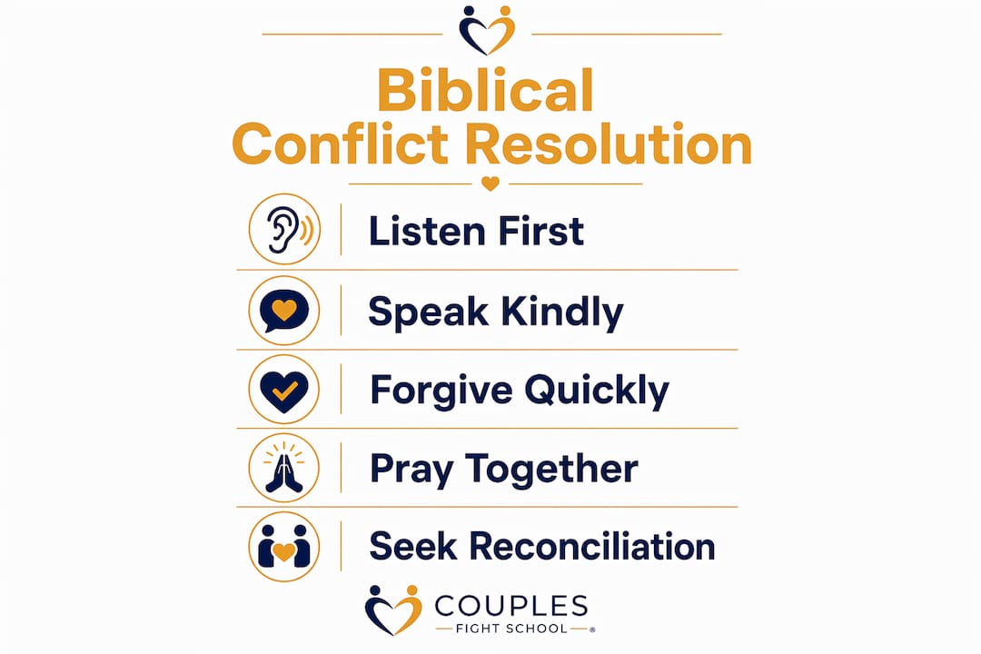 Infographic illustrating steps for biblical conflict resolution