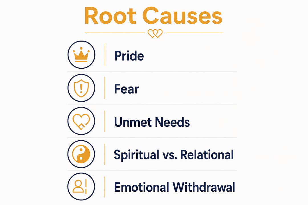 Infographic illustrating root causes of conflict in Christian marriages