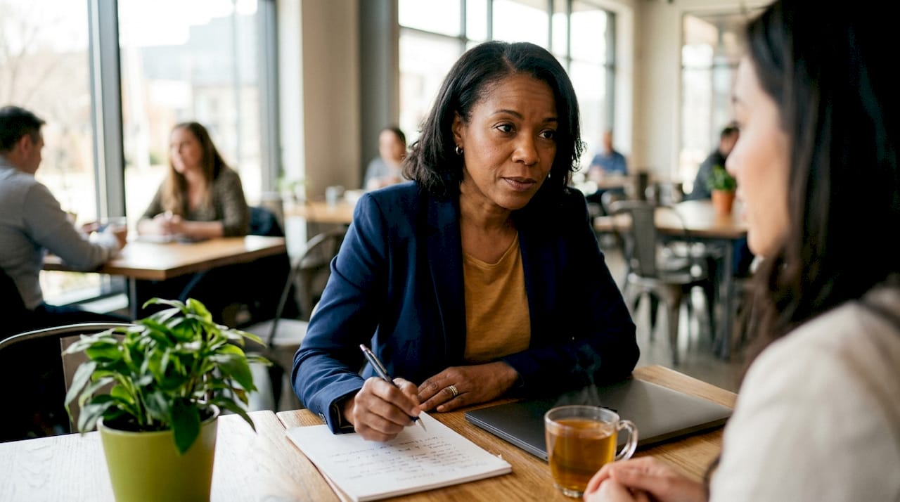Manager practicing active listening at work