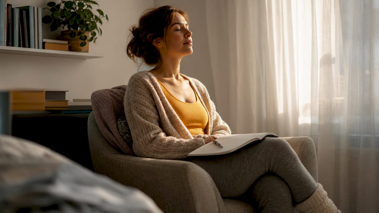 Woman calming down after emotional flooding