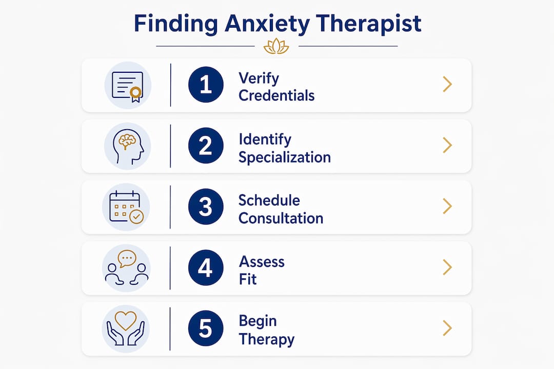 Step-by-step infographic for finding anxiety therapist