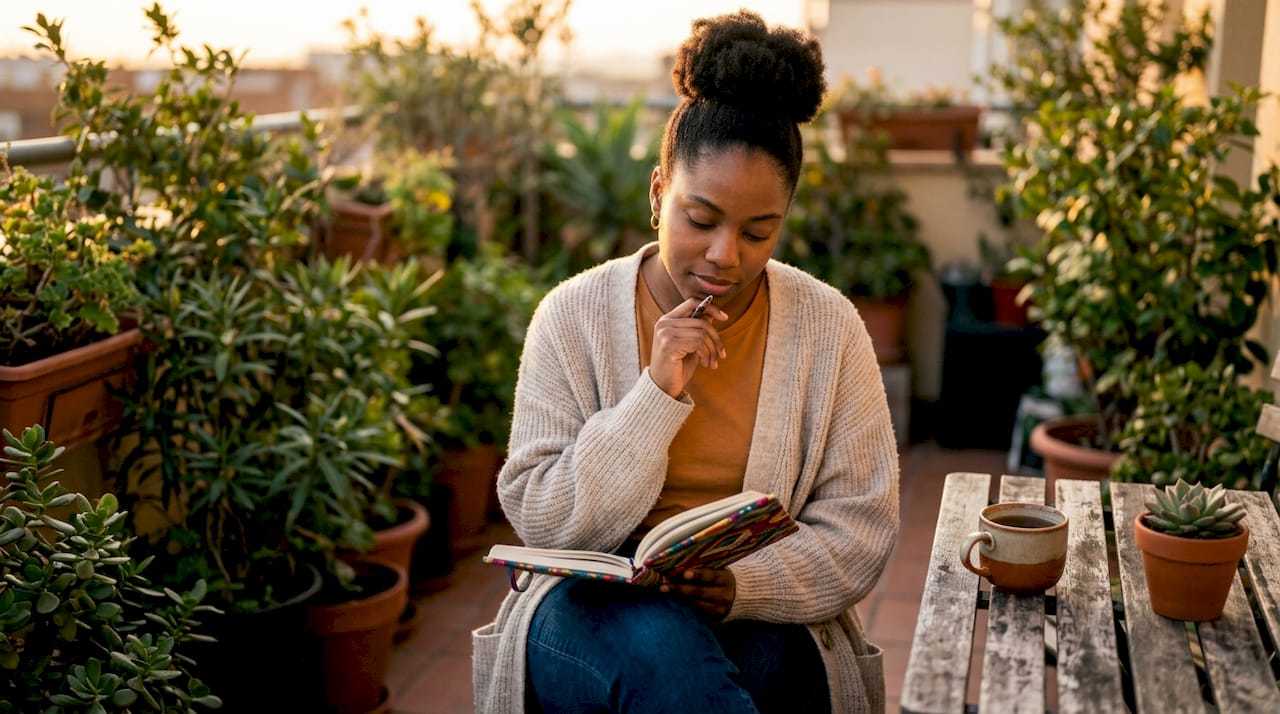 Young woman journaling about communication patterns