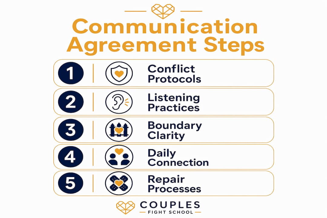 Infographic showing key steps in communication agreements