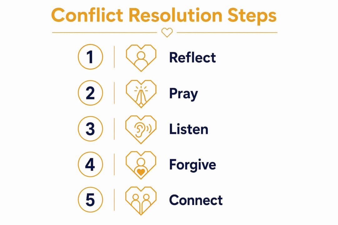 Infographic showing five steps of conflict resolution