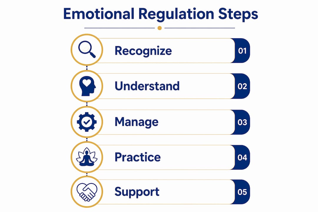 Infographic showing emotional regulation steps