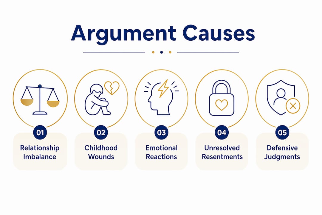 Infographic showing hierarchy of causes of couples arguments