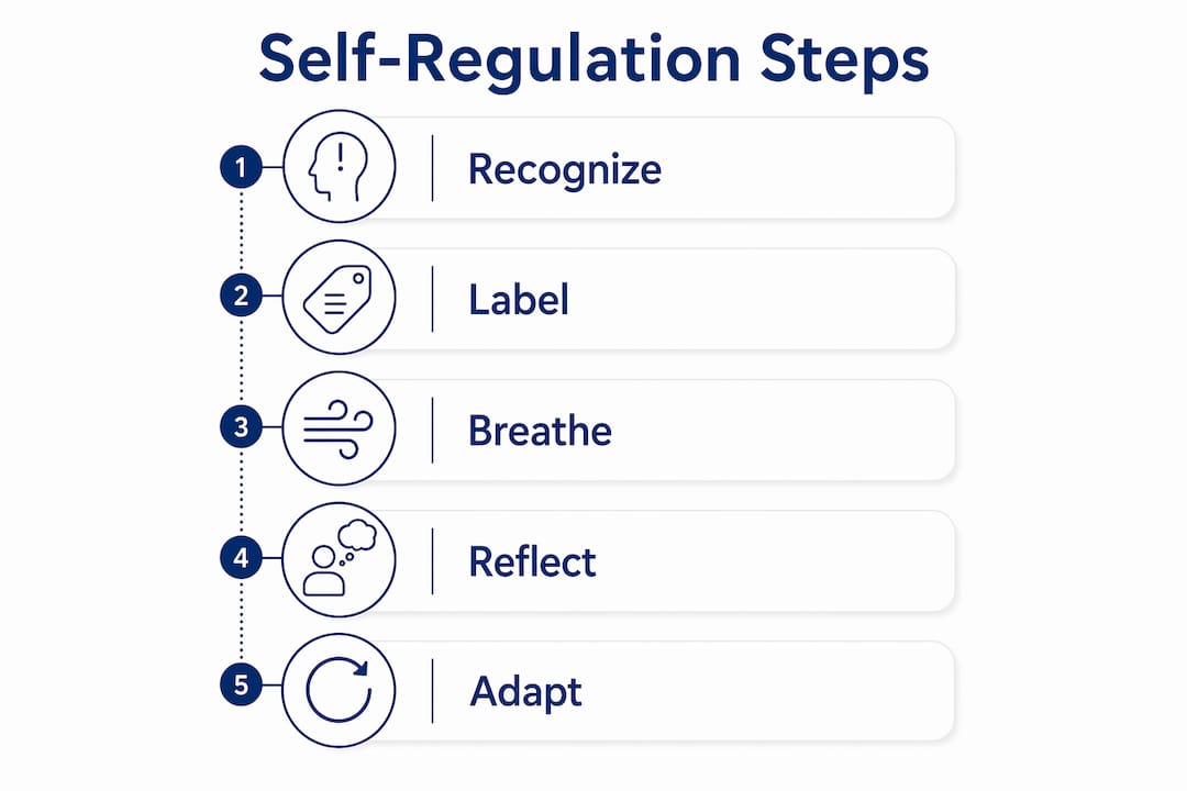 Infographic illustrating steps of self-regulation process