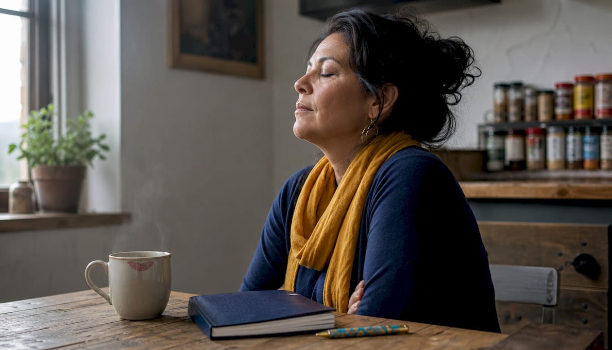 Woman preparing for vulnerable conversation