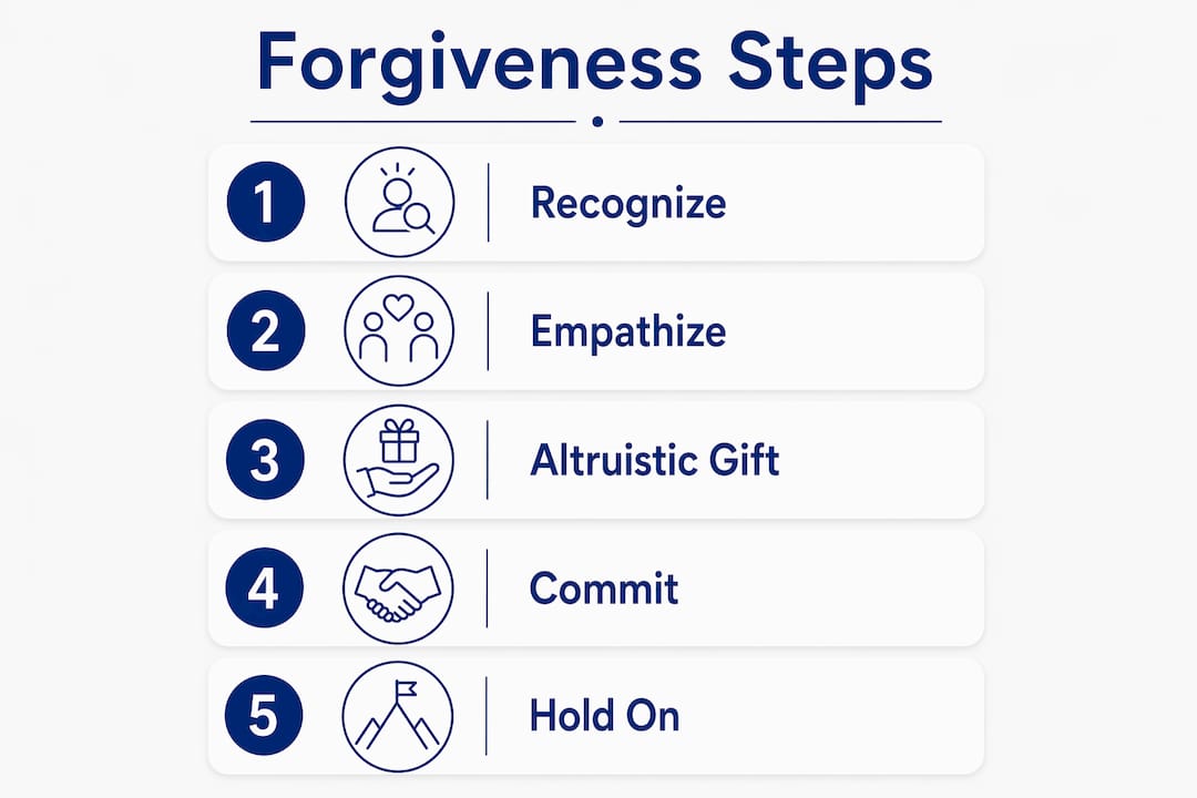 Infographic illustrating forgiveness five-step process