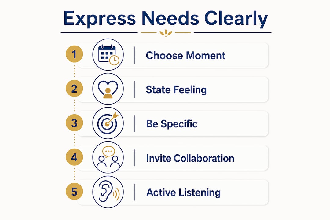 Infographic showing steps for clear empathetic communication