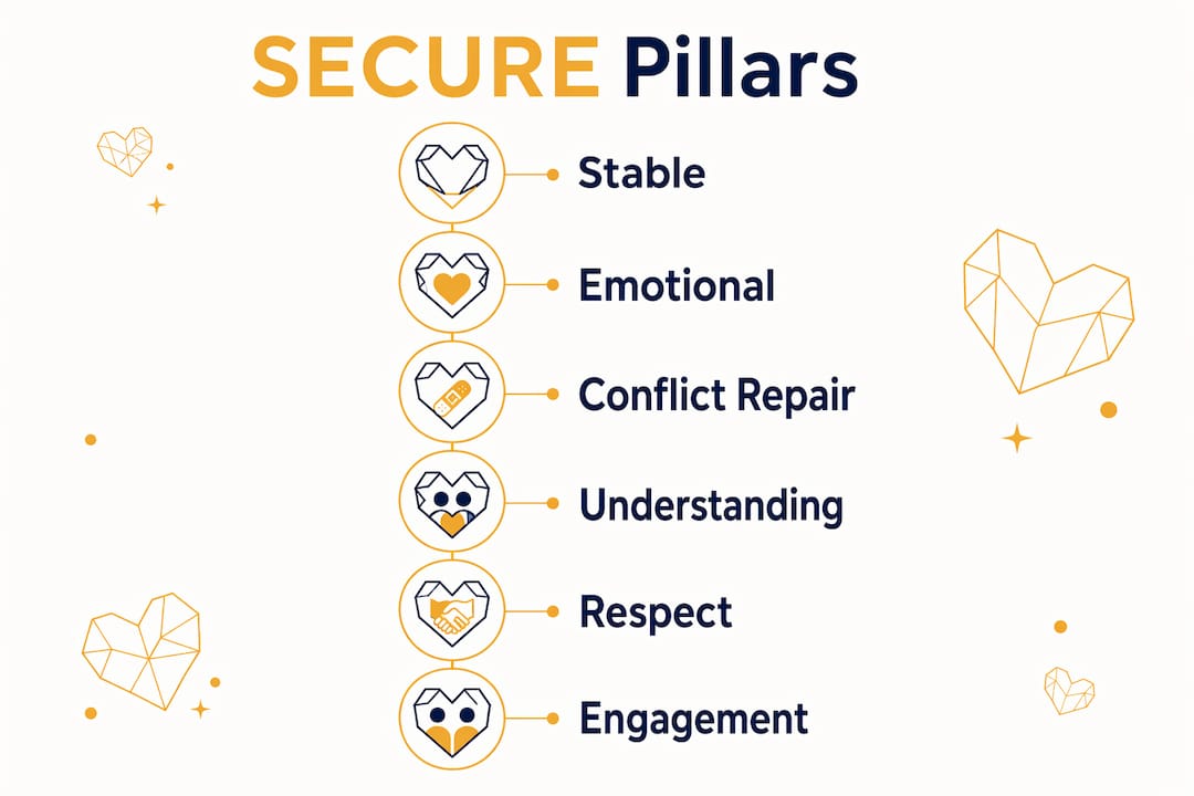 Infographic showing SECURE attachment pillars in flow