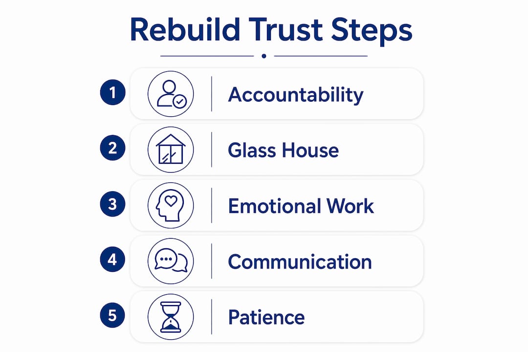 Infographic illustrating steps to rebuild trust
