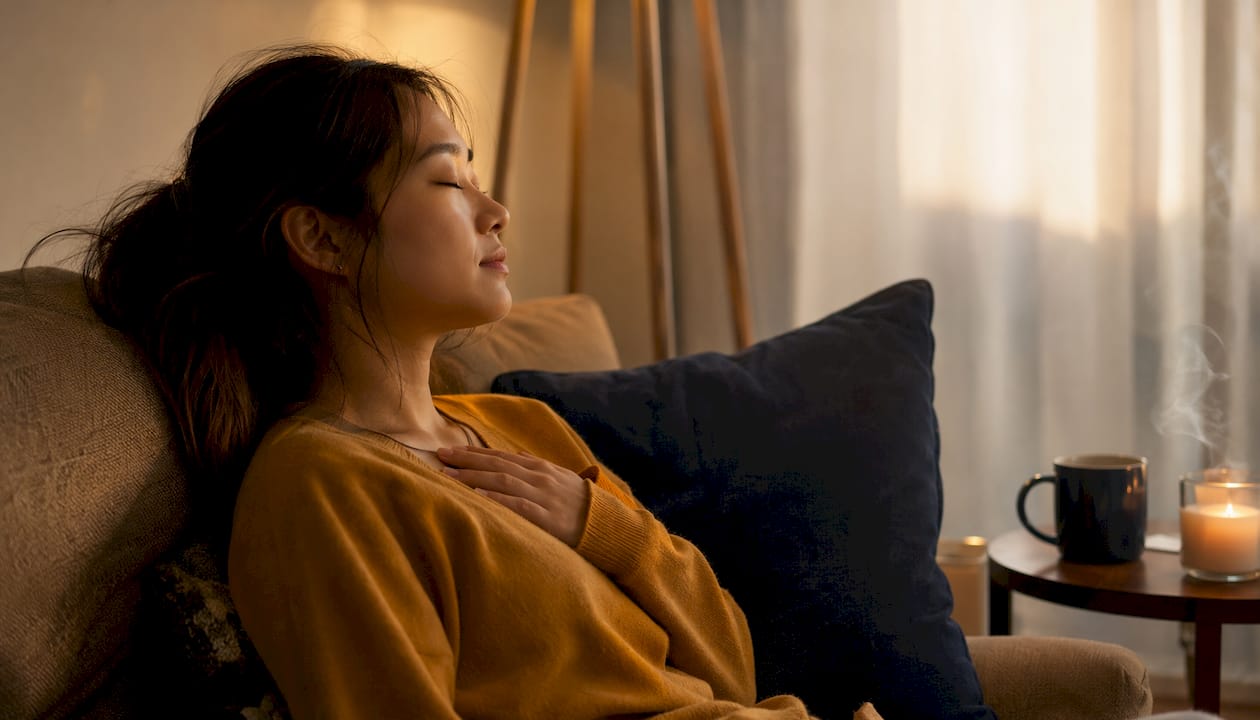 Woman sensing emotional safety within