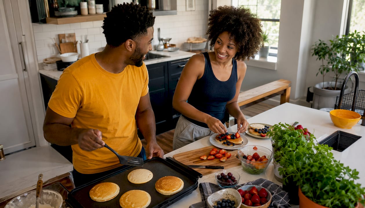Couple sharing breakfast and bonding