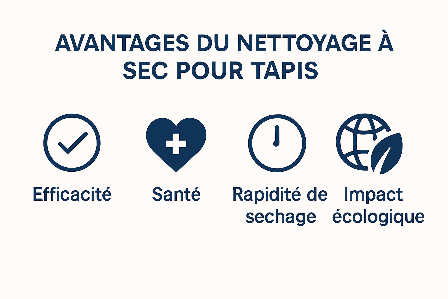 Infographie présentant les bénéfices du nettoyage à sec pour tapis