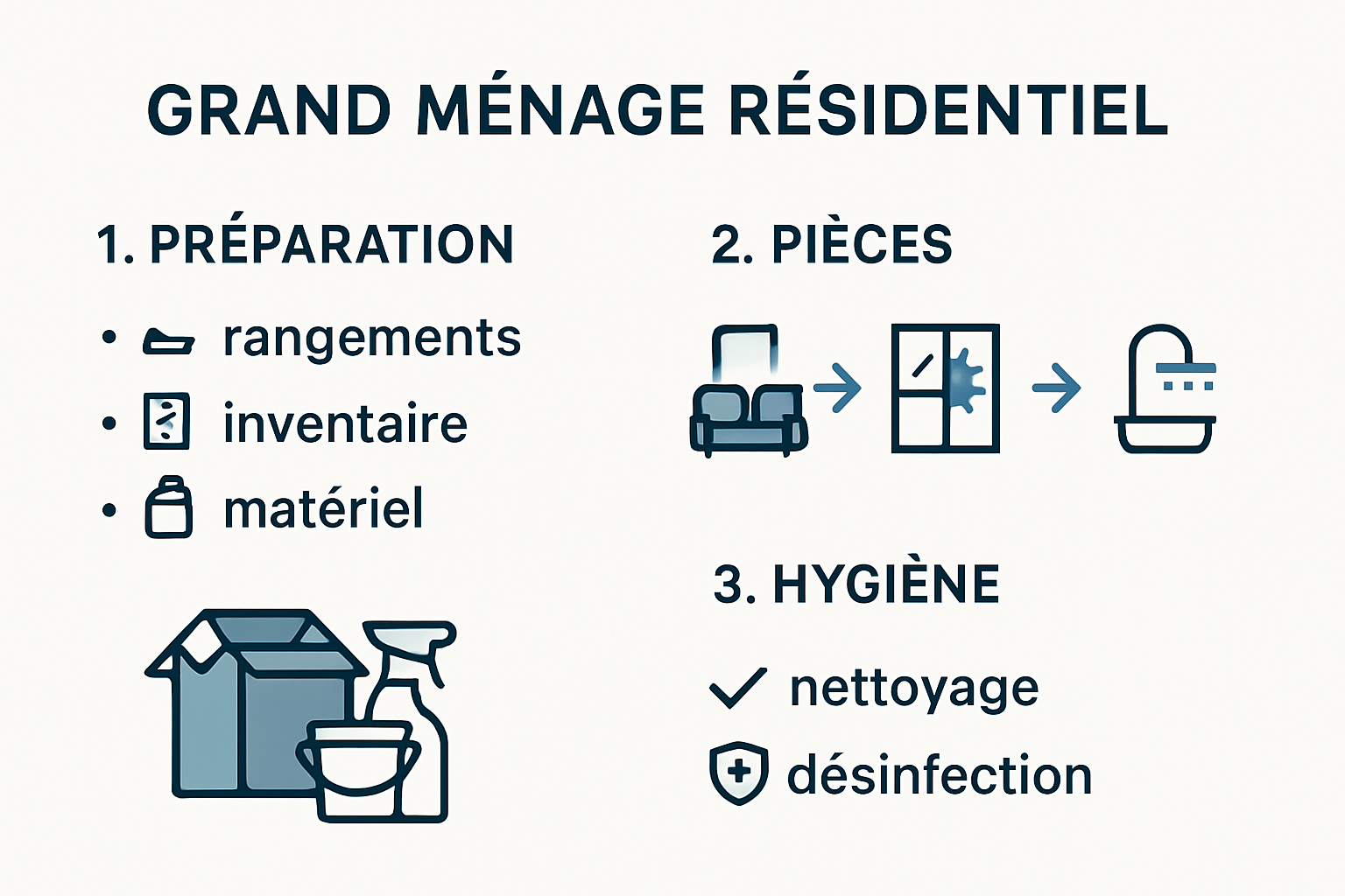 Infographic showing grand ménage résidentiel workflow and best practices